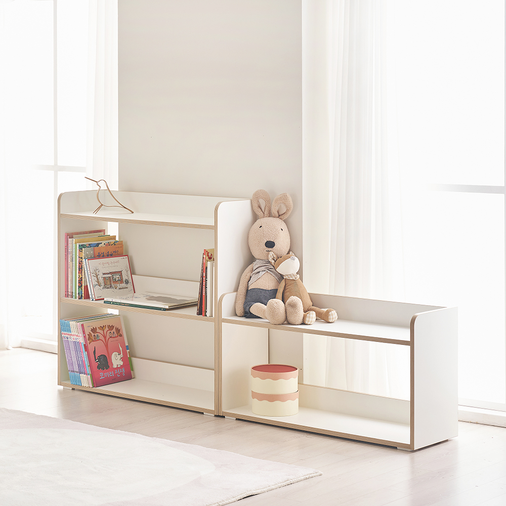 [국내생산 E0등급] 꽁떼떼 포레 교구장 아기 책장 키즈 어린이 전면책장 800, 2단, 화이트