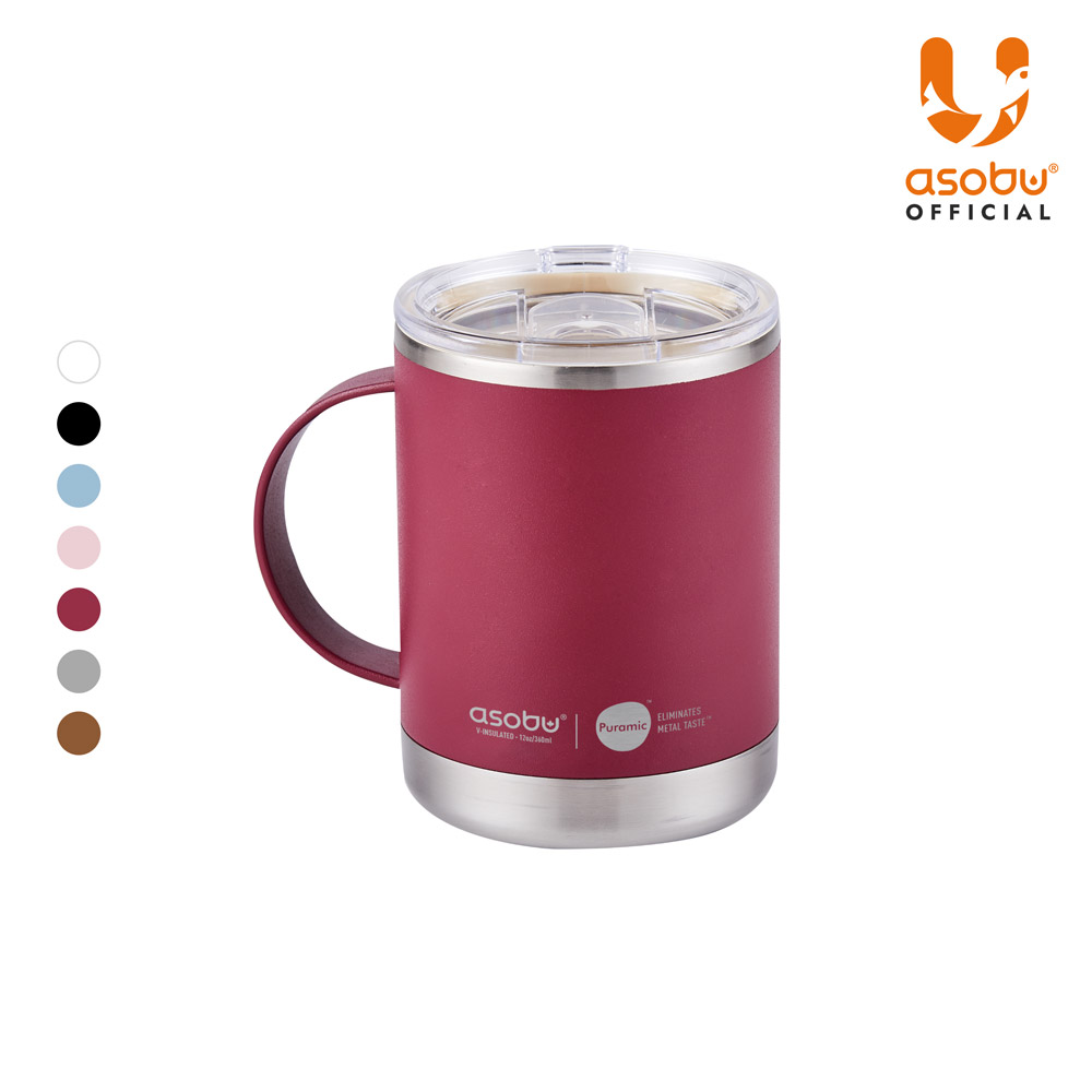 아소부 스테인레스 보온보냉 세라믹 얼티밋 머그컵 360ml, 버건디 - 상세 이미지 2