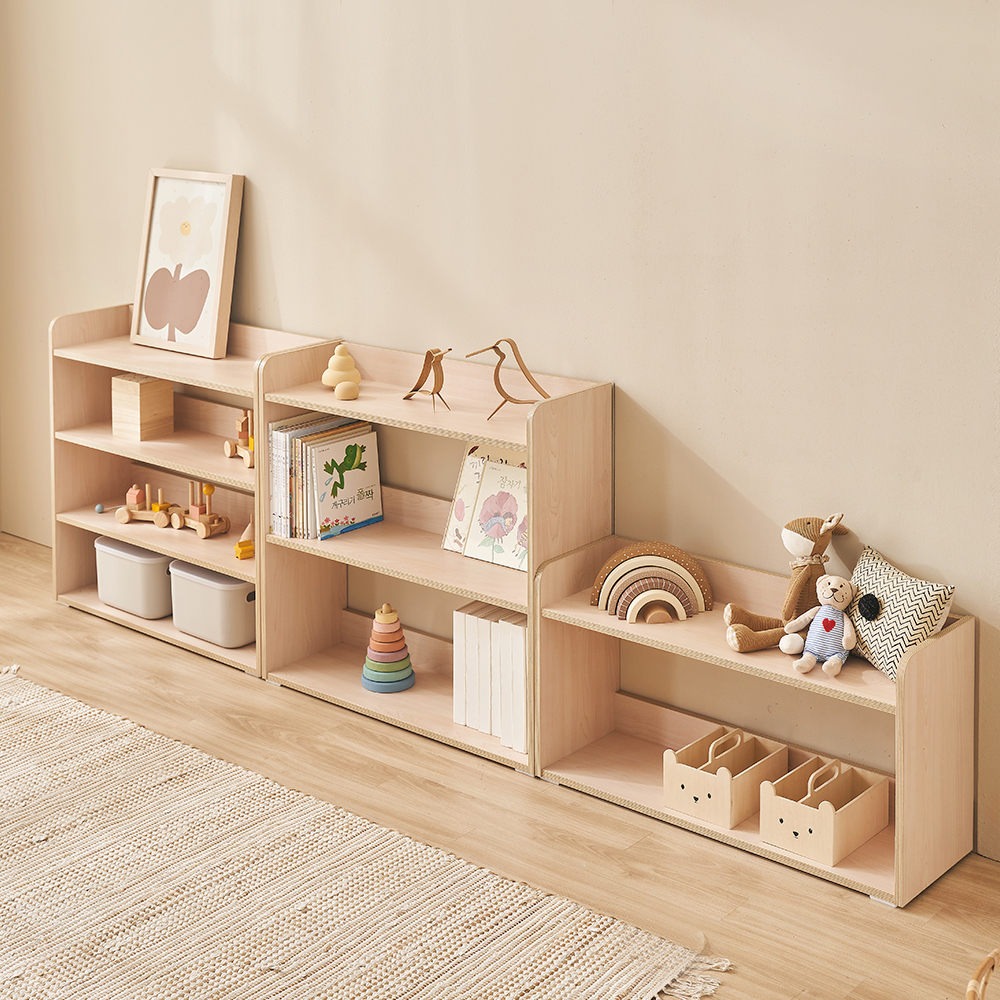 [국내생산 E0등급] 꽁떼떼 포레 교구장 아기 책장 키즈 어린이 전면책장 800, 2단, 화이트