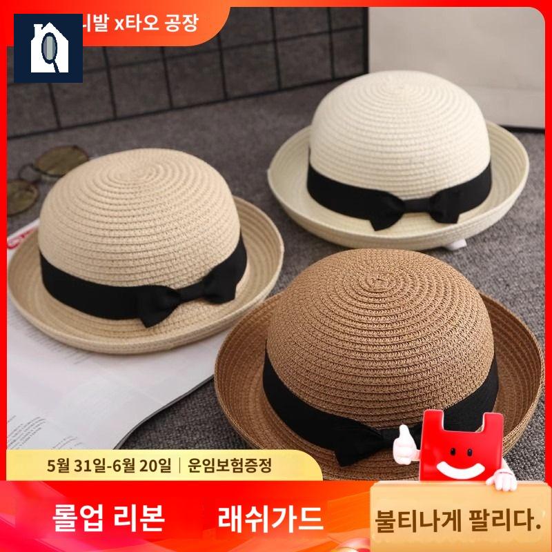여름 라탄 여성 차단 햇빛 자외선 짧은챙 밀짚모자 이미지 6