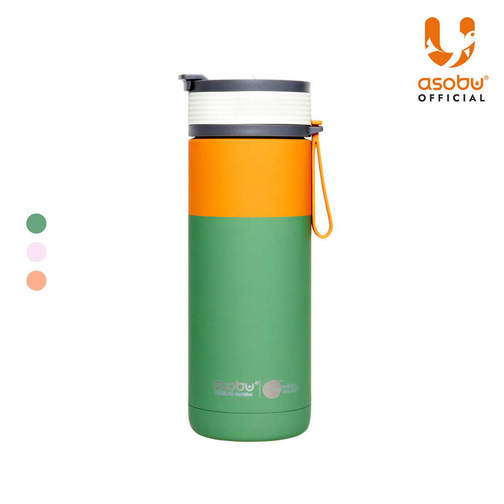 아소부 스테인레스 보온보냉 빨대 세라믹 텀블러 아스펜 600ml, 파스텔그린