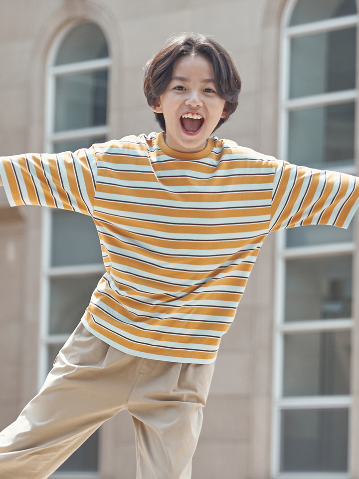 탑텐키즈 7부 티셔츠, 아동 스트라이프 티셔츠, 아이 옷 추천, 가을 아동복 코디, 편안한 아동 티셔츠