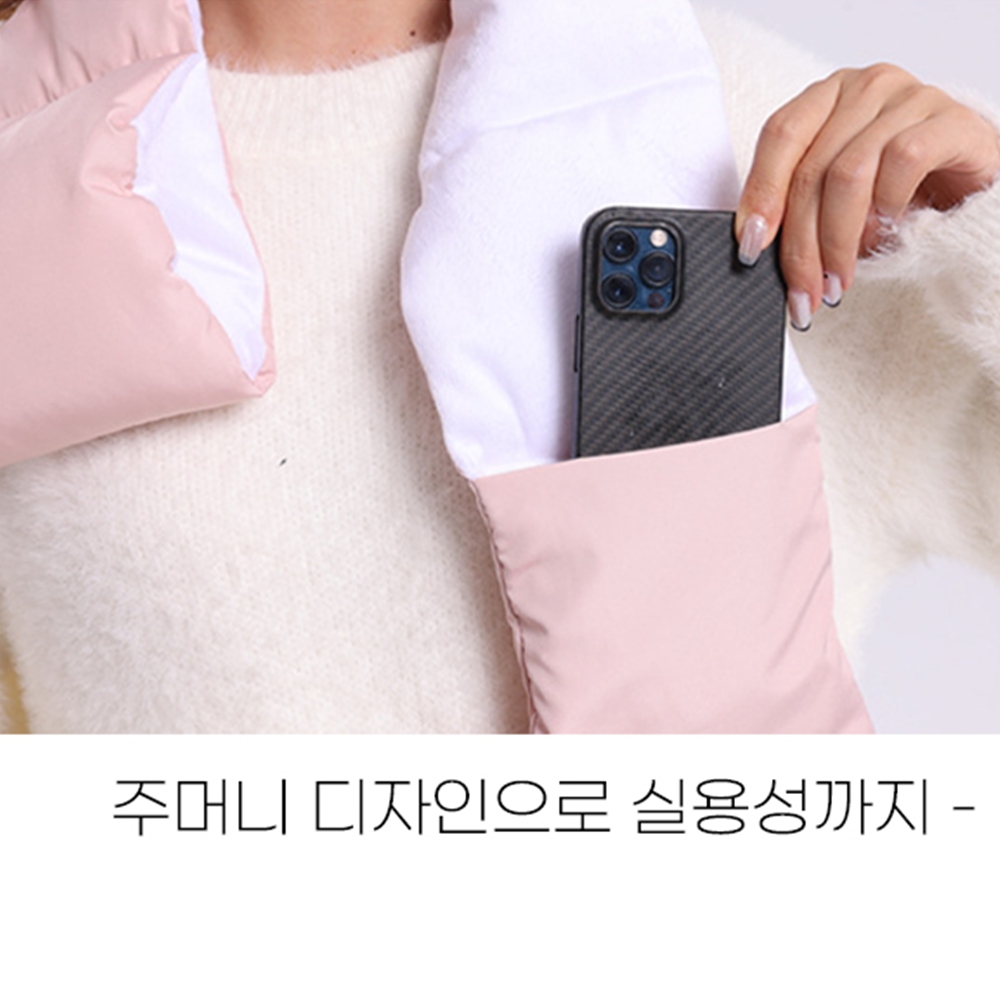 여성패딩목도리 남성숏머플러 경량목도리 겨울 단색 블랙 - 상세 이미지 3