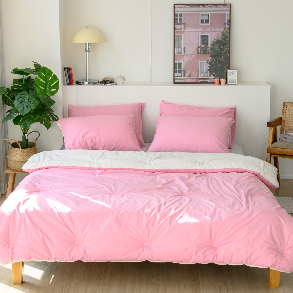 겨울 극세사 이불 두꺼운 호텔식 순면 양면 차렵이불 핑크 SS