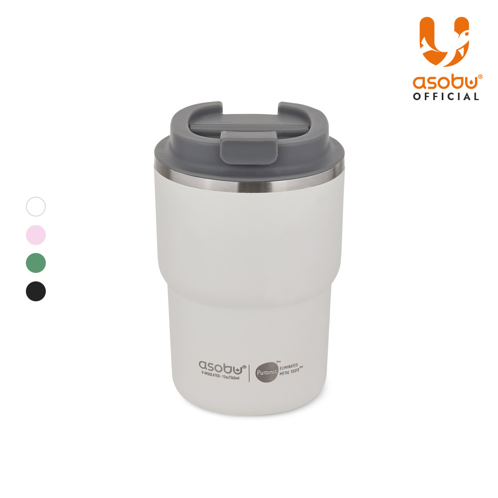 아소부 세라믹코팅 스텐 보온보냉 퓨라믹 텀블러 커피 익스프레스 360ml, 화이트