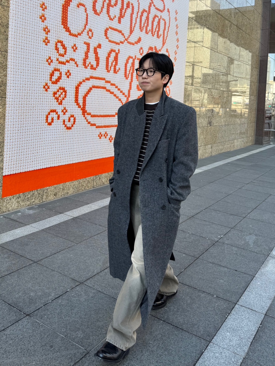 프리미엄 어로 울 더블코트 / 겨울 남자 데일리 오버핏 롱코트 이미지 6