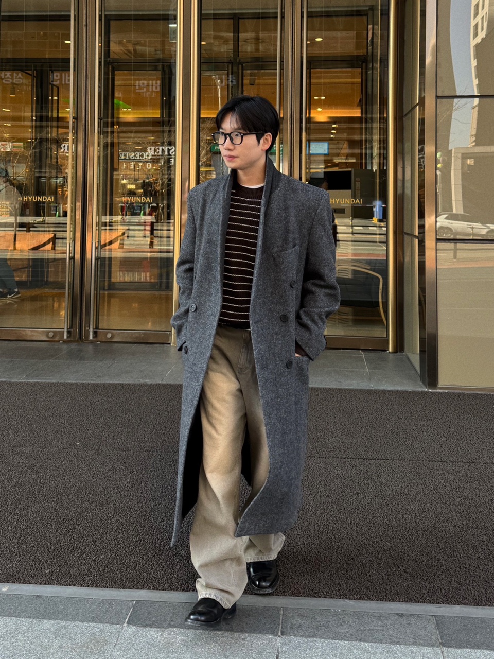 프리미엄 어로 울 더블코트 / 겨울 남자 데일리 오버핏 롱코트 이미지 7