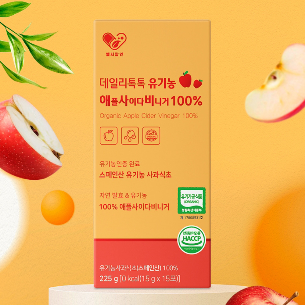 헬시알엔 데일리톡톡 유기농 애사비 애플 사이다 비니거 휴대용 스틱 마시는 자연 발효 사과 초모 식초 비네거 225ml, 5개 - 상세 이미지 2