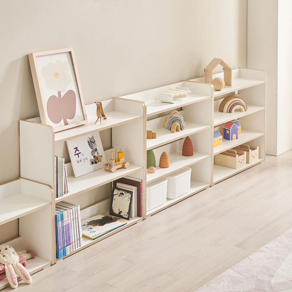 [국내생산 E0등급] 꽁떼떼 포레 교구장 아기 책장 키즈 어린이 전면책장 800, 2단, 화이트