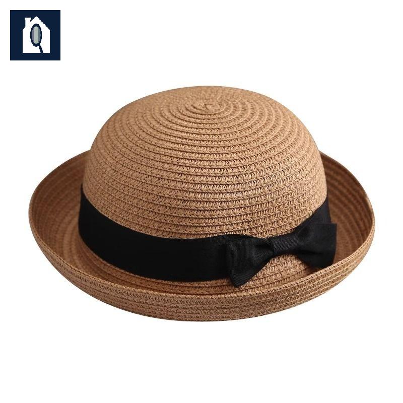 여름 라탄 여성 차단 햇빛 자외선 짧은챙 밀짚모자 - 상세 이미지 2