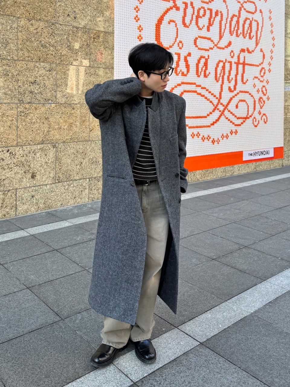 프리미엄 어로 울 더블코트 / 겨울 남자 데일리 오버핏 롱코트 - 상세 이미지 5