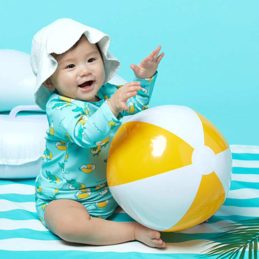 베이비앙 국내산 무형광 유아 키즈 래쉬가드 아기수영복 2종세트(상의+하의) (팬티or팬츠 택1)