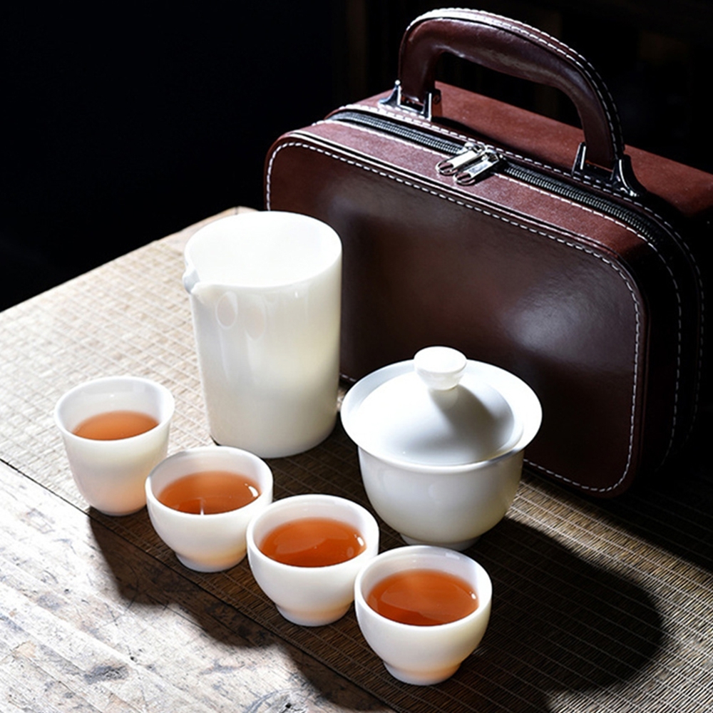 여행용 다기세트 도자기 전통찻잔 다도도구 정종 보이차컵 4인