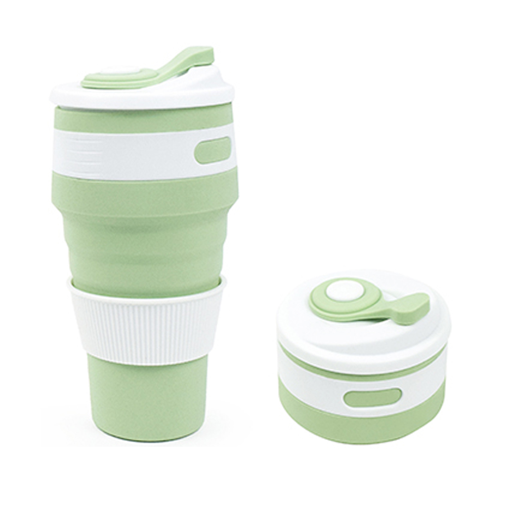 UH 실리콘 접이식 텀블러 가벼운 휴대용 리유저블컵 500ml, 그린 - 상품 이미지