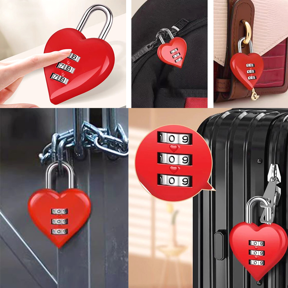 미니 3단 자물쇠 2개입 다목적 예쁜 하트 비밀번호 잠금장치