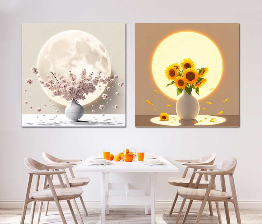 벚꽃 달항아리 인테리어 그림 꽃 액자 거실 풍수 카페 개업선물 소형