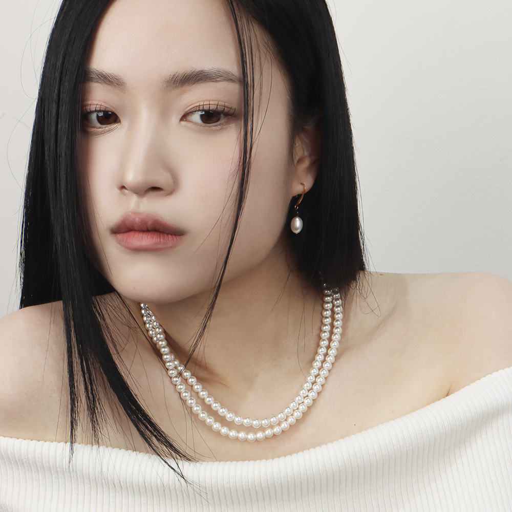스와로브스키진주목걸이 925실버 화이트 진주 목걸이 - 메인 이미지