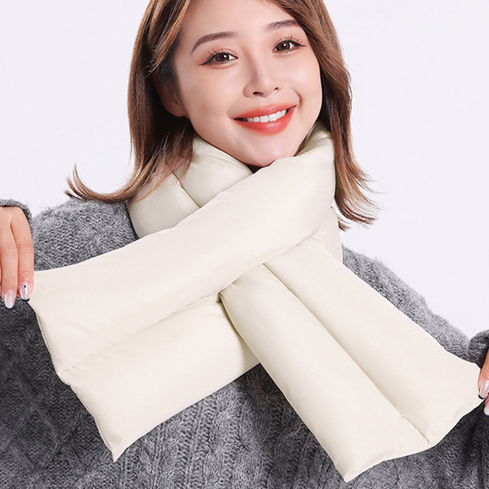 여성패딩목도리 남성숏머플러 경량목도리 겨울 방수 단색 베이지 - 상품 이미지