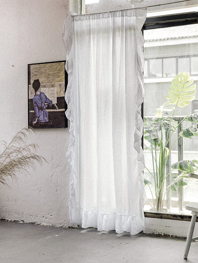 블랑쉬 로맨틱 프릴 화이트 린넨커튼150x240(1p)