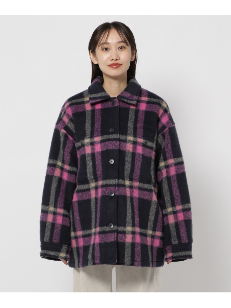 니코앤드 niko and 여성 자켓 체크 샤기 빅사이즈 루즈핏 오버핏 네이비 - 상세 이미지 2