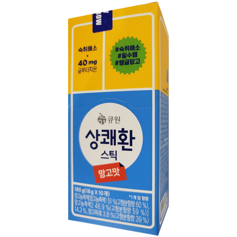 큐원 상쾌환 스틱형 망고맛 18g x 10개 상쾌한 숙취해소젤리