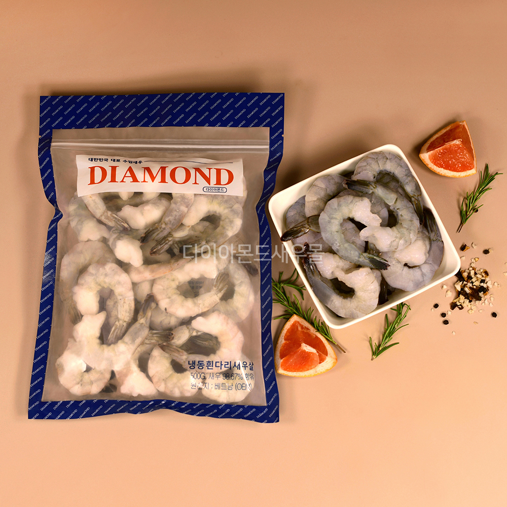 [무료배송] 다이아몬드 칵테일새우 베트남 냉동 손질 흰다리새우살 500g