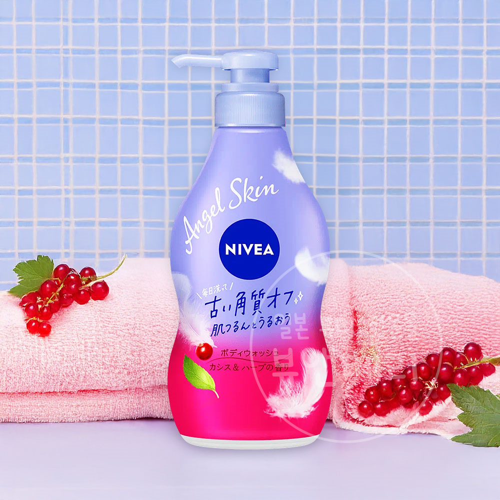 일본 니베아 바디워시 엔젤스킨 카시스허브, 480ml, 1개 - 메인 이미지