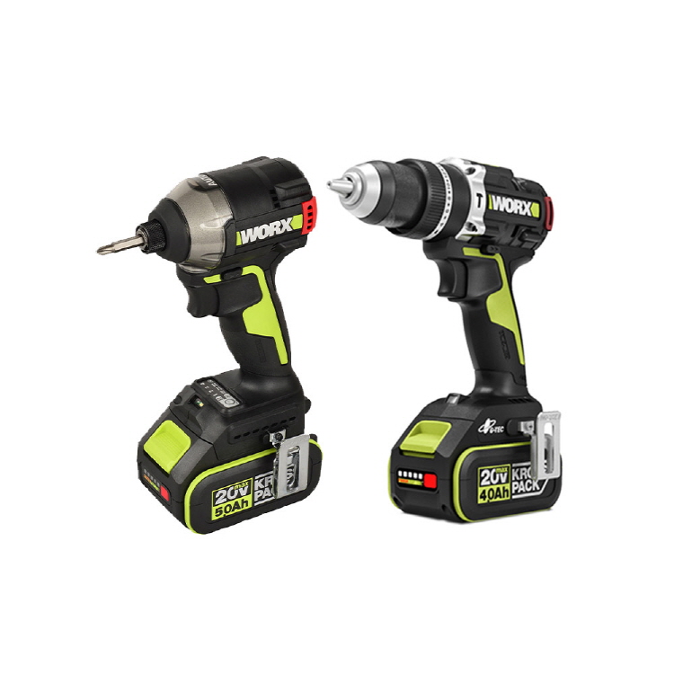 웍스 충전 임팩드라이버 해머드릴 콤보키트 20V 5.0Ah 배터리2개 BL WU936