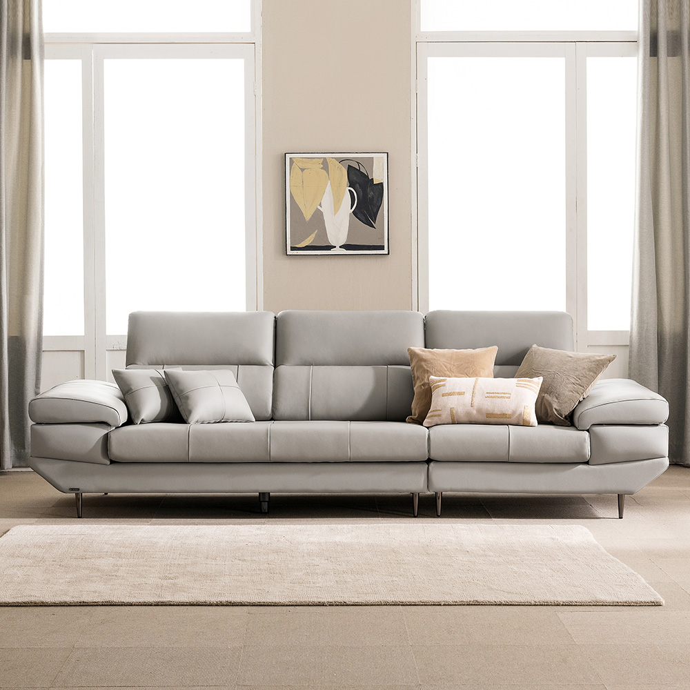 쉐우드가구 오르테 이태리 천연소가죽 소파 4인용+스툴 / 국내제조 자재등급E0