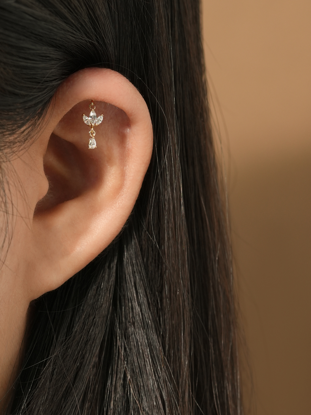 [0.8mm]14K 인터널 미니 티아라 드롭 라블렛 피어싱 귀걸이 - 상세 이미지 4