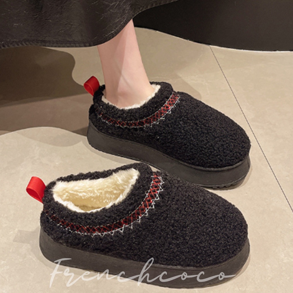 프렌치코코 양털 덧신 털슬리퍼 통굽 키높이 슬리퍼