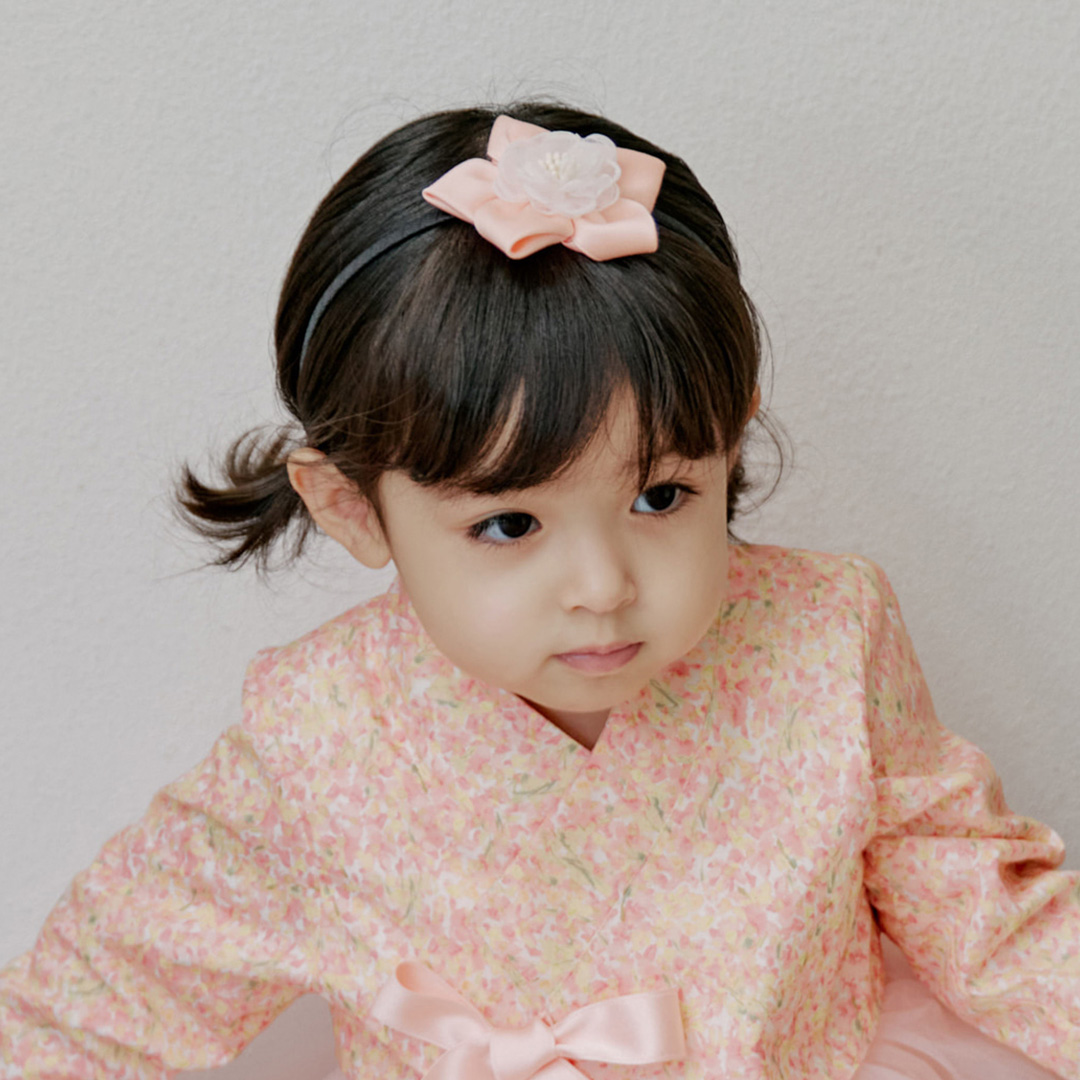 여아 유아 한복 리본 배씨 머리띠 이미지 8