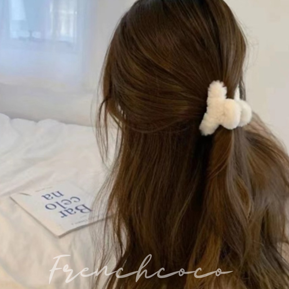 프렌치코코 양털 집게핀 올림머리 퍼 헤어핀 반묶음 머리끈 - 상품 이미지