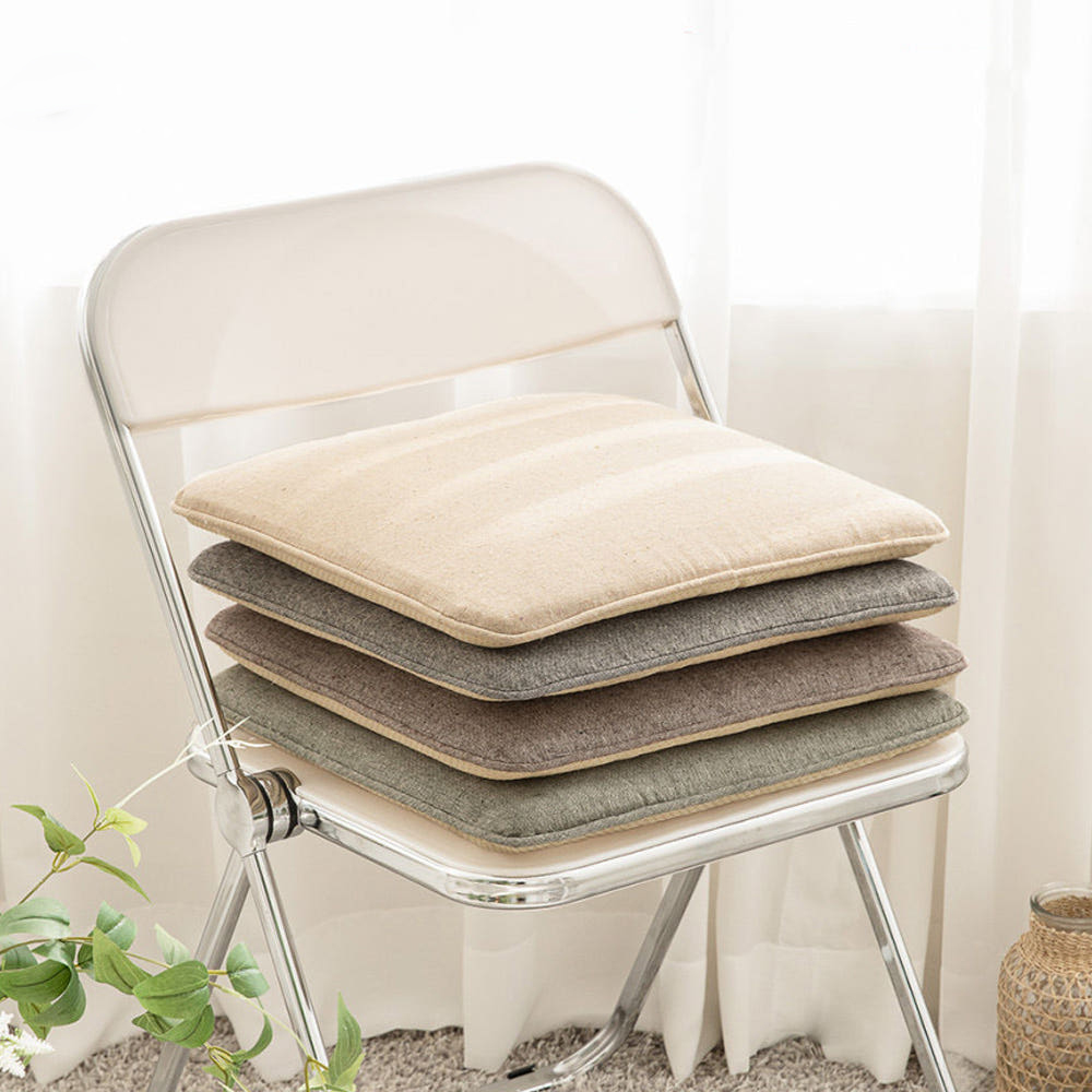 린넨 쿠션 사각 방석 사무실 컴퓨터 책상 식탁 의자 방석 얇은 논슬립 블랙