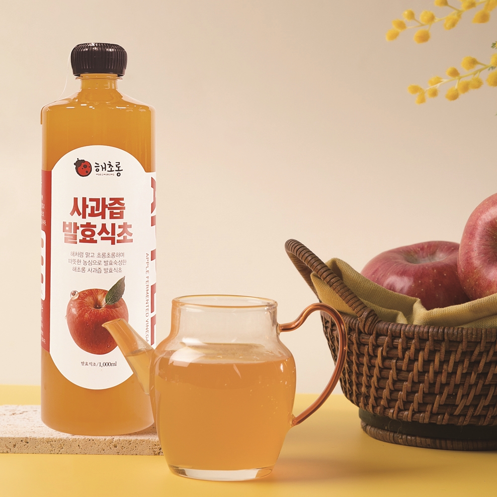 해초롱 사과식초 천연발효식초1L / 초모함유 사과100%발효식초, 혈당관리, 애사비