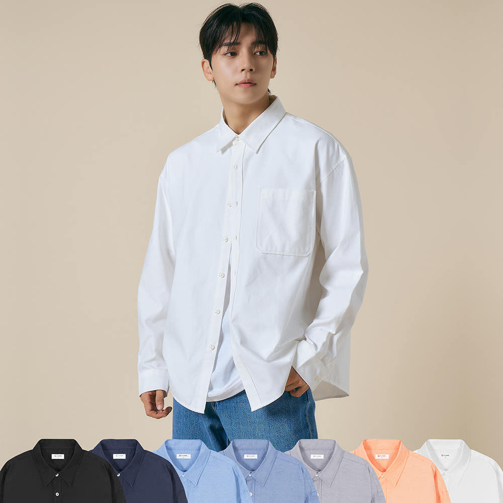 LUXTIE HOMME 남성용 옥스포드 오버핏 면혼방 긴팔 셔츠 7color