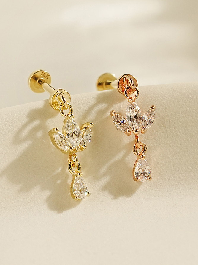 [0.8mm]14K 인터널 미니 티아라 드롭 라블렛 피어싱 귀걸이 - 상품 이미지
