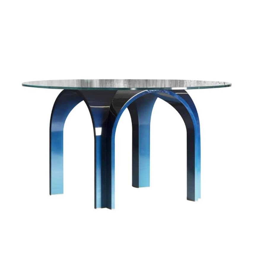 아쥬르 아크 글래스 거실 커피 티테이블