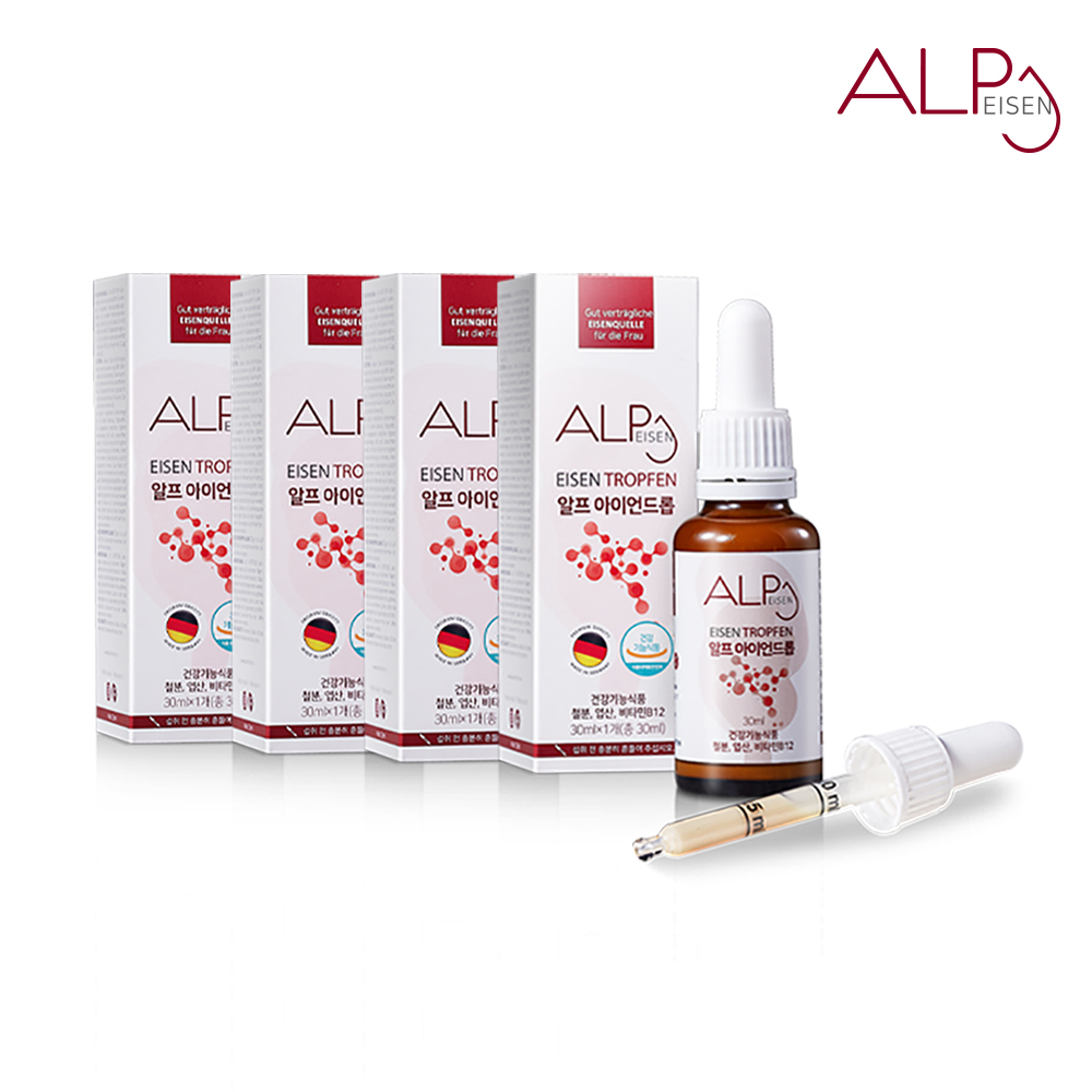 [독일 최우수상 철분제] 알프뉴트리션 비건 비헴철 어린이철분제 임산부철분영양제 알프 아이언드롭 30ml, 4개