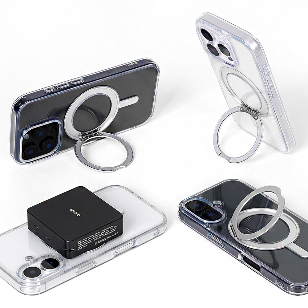온아워 아이폰 16 맥세이프 케이스 프로 맥스 360도 그립톡 케이스 스탠드 투명