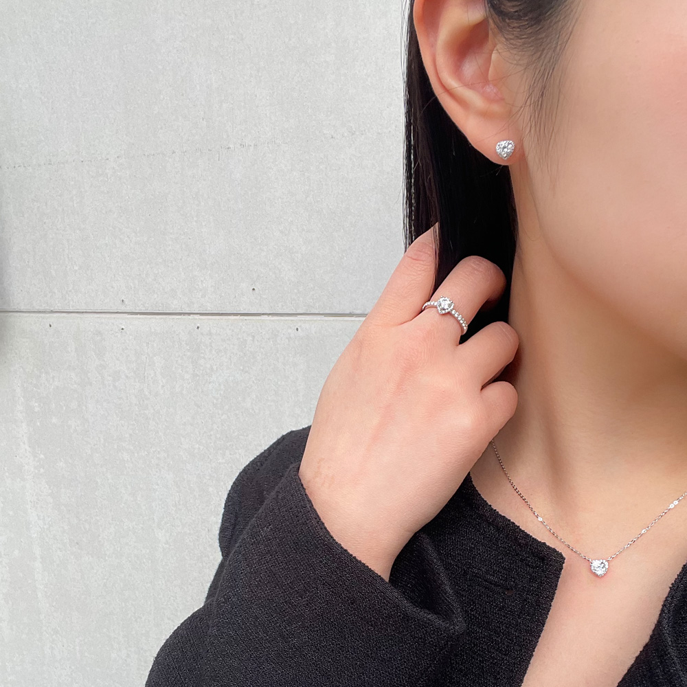 3부 5부 다이아 세트 랩 GIA IGI 목걸이 귀걸이 반지 하트 헤일로 기념일 선물 - 상세 이미지 3