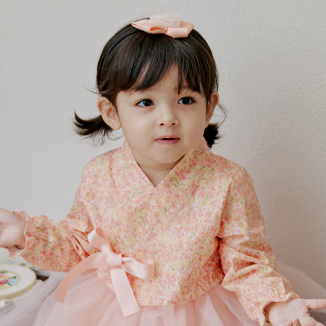 여아 유아 한복 리본 배씨 머리띠 이미지 6
