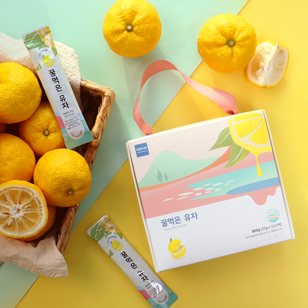 제주 꿀 유자차 스틱 선물세트 꿀먹은유자 32개입 800g