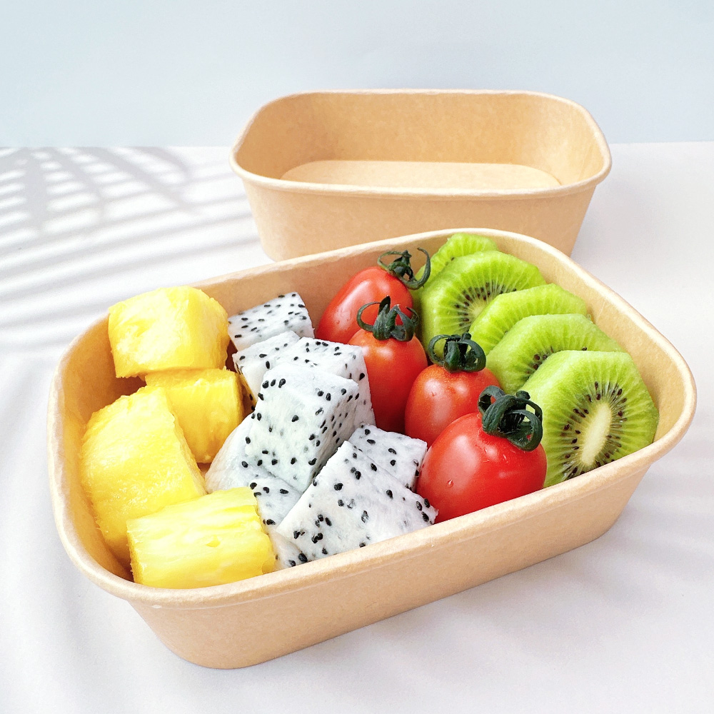 일회용 샌드위치 포장 용기 샐러드 떡 김밥 크라프트 직사각580 배달 종이 도시락 이미지 7