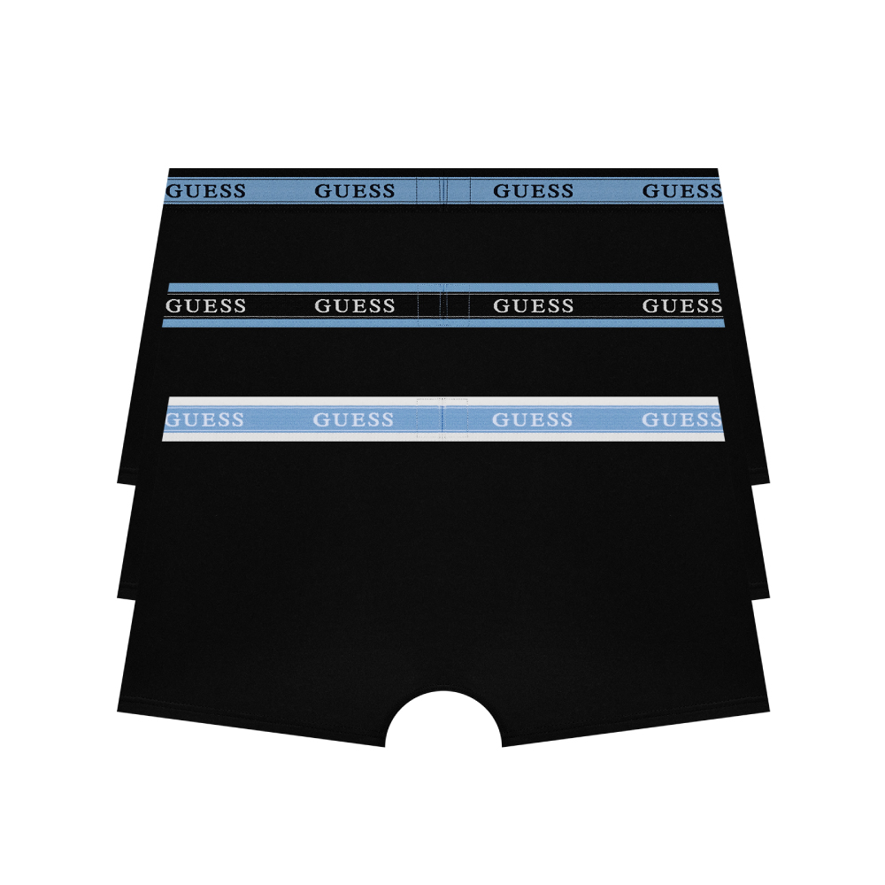 [게스언더웨어] 로고밴딩 로고플레이 블루라인 남자 드로즈팩 남자 속옷 세트 3PACK (BK) : GUESSUNDERWEAR