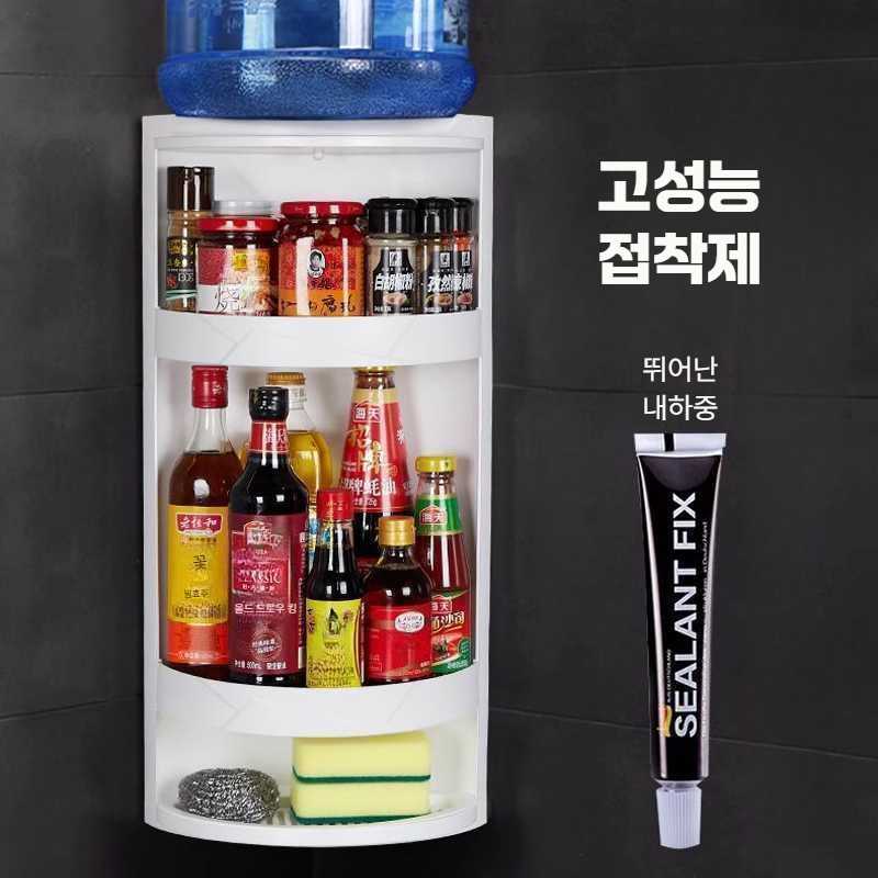 주방 욕실 회전식 조미료 보관함 용품 코너 수납장 방수 화이트-1단 - 상세 이미지 3