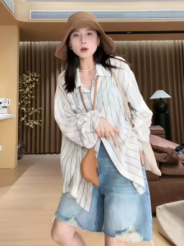 수상한 그녀 5화 서영희 셔츠 블라우스 반지숙 줄무늬 카라넥 의상 옷 패션 - 상세 이미지 4