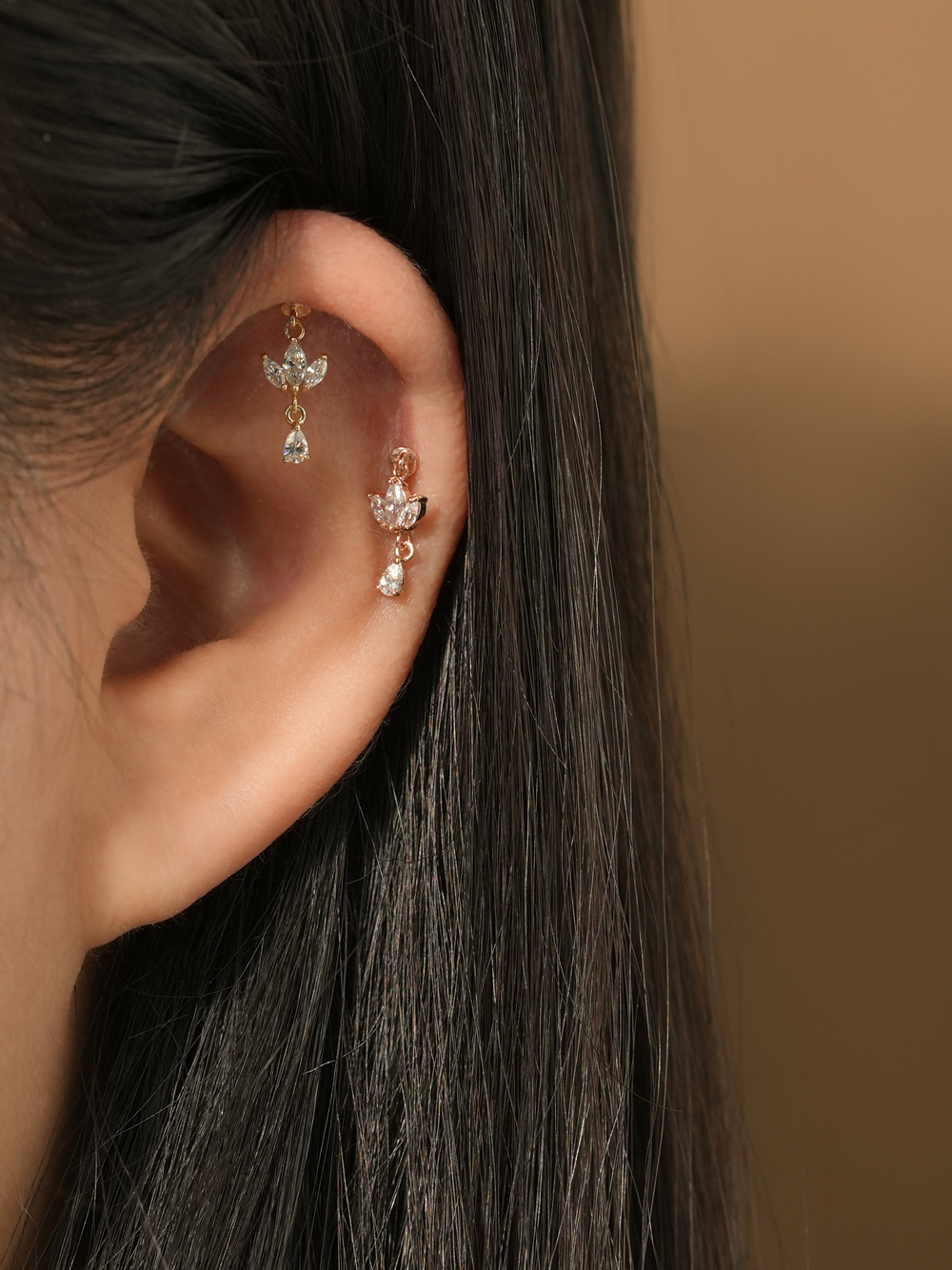 [0.8mm]14K 인터널 미니 티아라 드롭 라블렛 피어싱 귀걸이 이미지 6