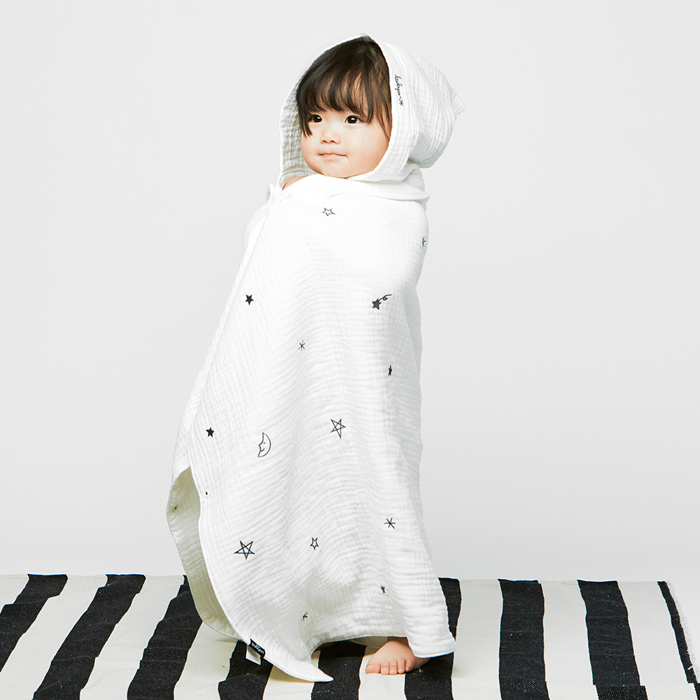 베이비앙 스타라이트 3중거즈 40수 엄마편한 앞치마목욕타올, 아기목욕 앞치마, 아기목욕타올 후드형 목욕가운, 7세까지 쭉 사용가능