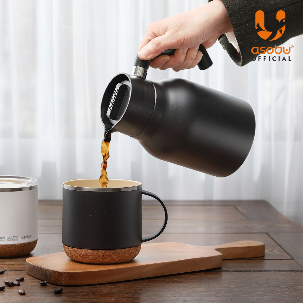 아소부 스테인레스 보온보냉 핸들서버 주전자 1000ml, 블랙 - 상세 이미지 5